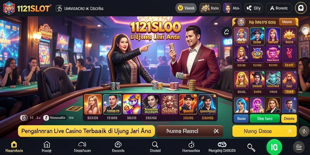 Tampilan gameplay Live Casino yang menarik dan interaktif di 1121SLOT.