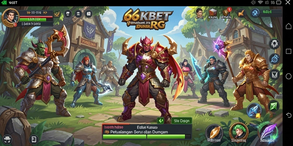 Tangkapan layar gameplay 66KBET menampilkan pertempuran epik dan eksplorasi dunia RPG.