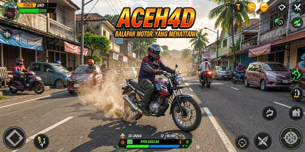 Tampilan gameplay balapan motor yang seru dan menegangkan.