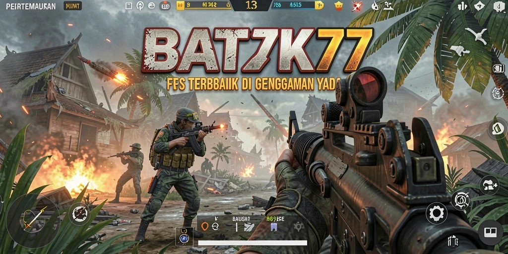Screenshot gameplay BATIK77 menampilkan aksi pertempuran yang intens.