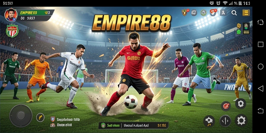 Tampilan menarik gameplay EMPIRE88 saat pertandingan sepak bola.