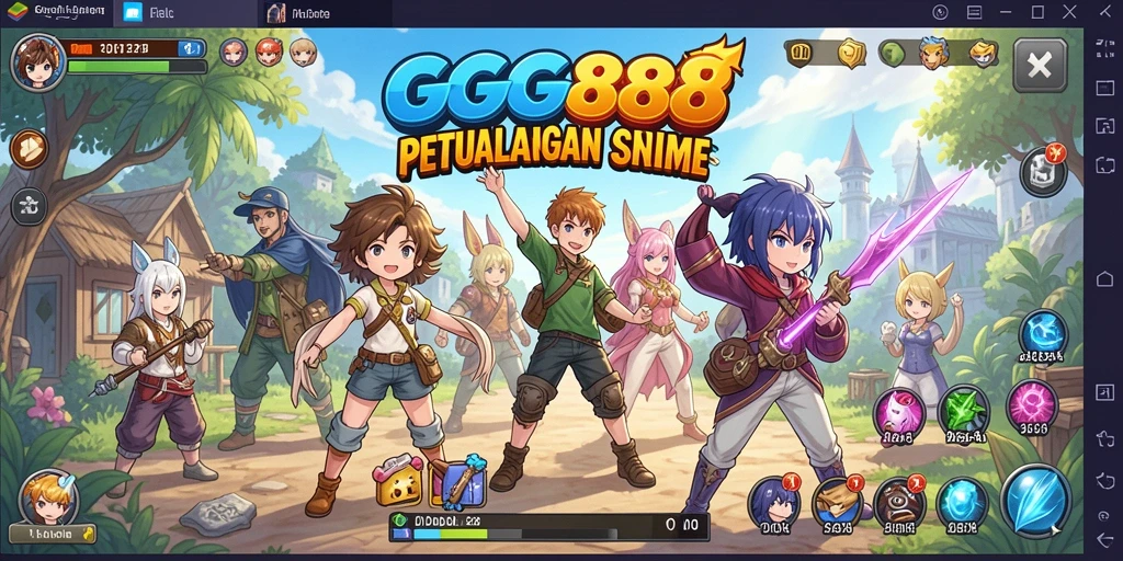 Screenshot gameplay GGG888 menampilkan karakter anime yang penuh aksi dan warna.