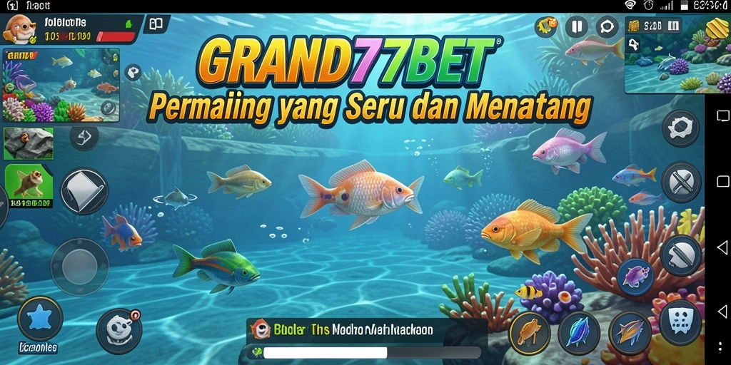 Tampilan gameplay mendebarkan dalam GRAND77BET saat menangkap ikan besar.