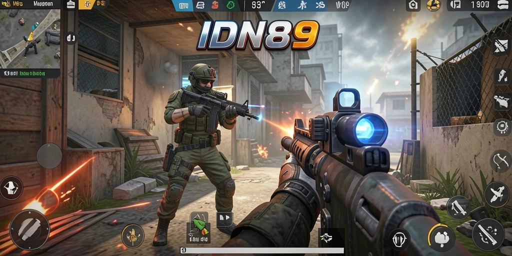 Gameplay menegangkan dalam IDN89 dengan aksi tembak-menembak yang intens.