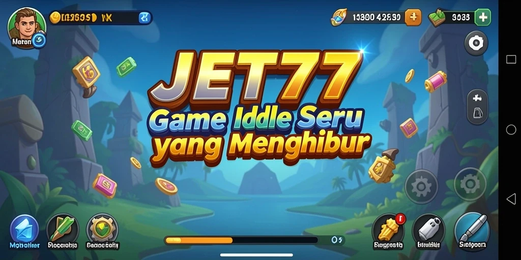 Tampilan gameplay JET77 yang penuh warna dan menarik dalam format Idle.