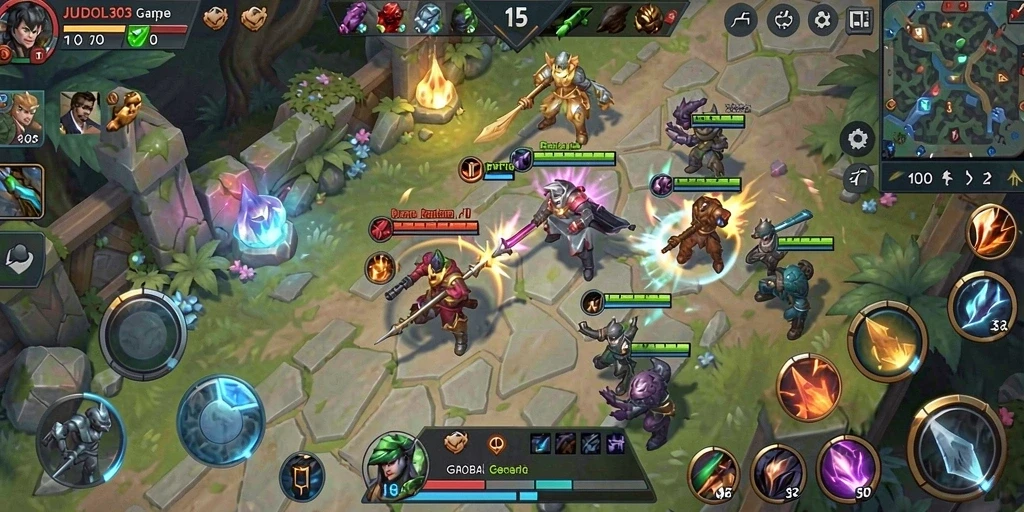 Gameplay seru dalam pertempuran MOBA yang intens di JUDOL303.