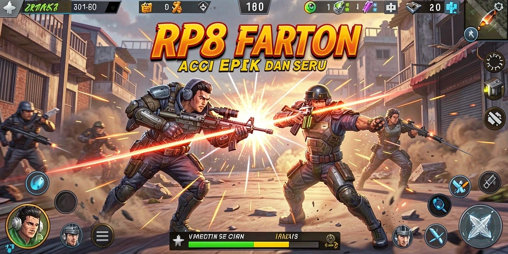 Tampilan gameplay RP8 dengan aksi pertempuran yang menegangkan.