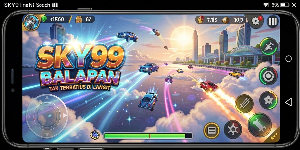 Gambaran gameplay utama SKY99 dengan lintasan balapan yang menakjubkan.