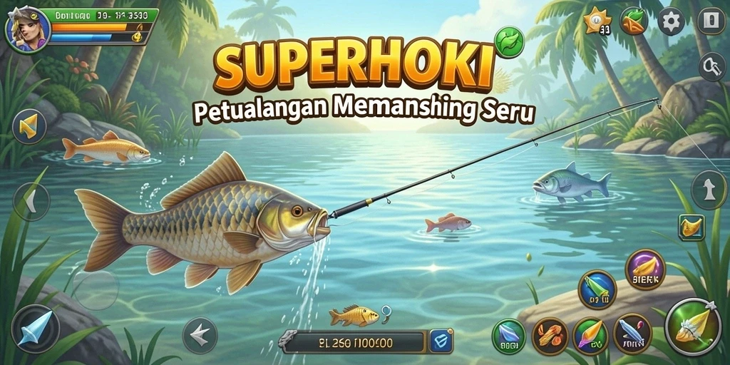 Tangkapan ikan yang mengesankan dalam gameplay SUPERHOKI.