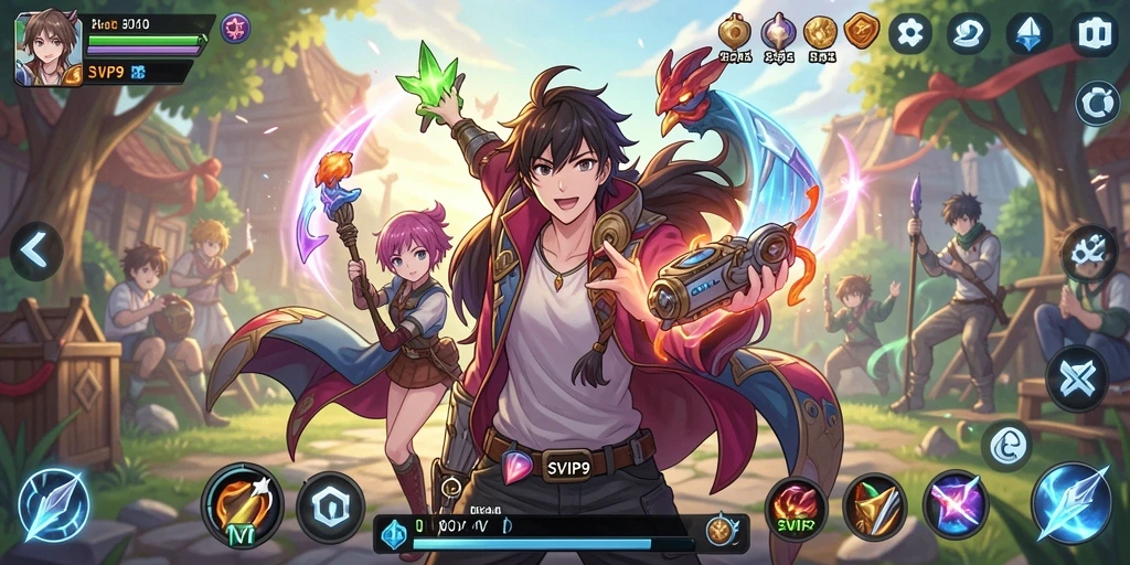 Tangkapan layar utama SVIP9, menampilkan pertempuran seru karakter anime.