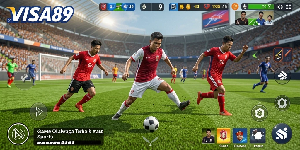 Screenshot gameplay VISA89 menampilkan aksi seru dalam pertandingan olahraga.