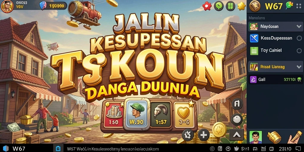 Tangkapan layar utama W67 menampilkan gameplay Tycoon yang menarik.